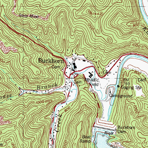 Topographic Map of Buckhorn Presbyterian Church, KY