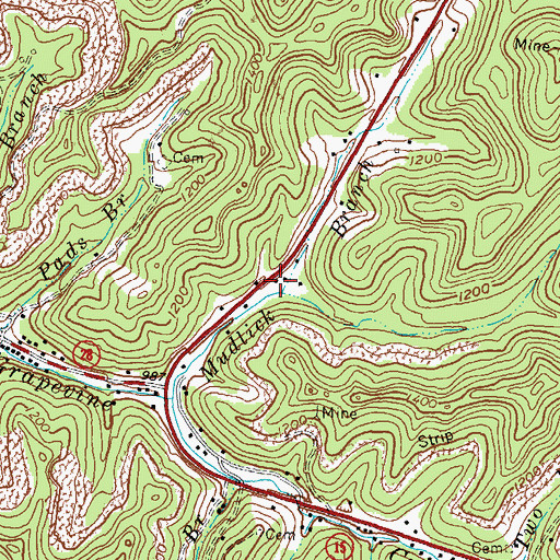 Topographic Map of Mudlick (historical), KY