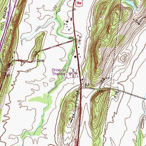 Topographic Map of Hi-Way Drive-In, NY