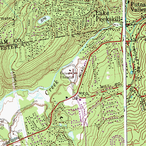 Topographic Map of Hollowbrook Drive-In (historical), NY