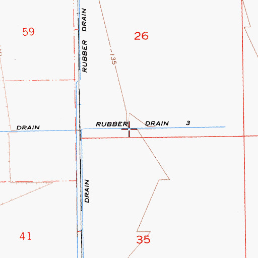Topographic Map of Rubber Drain Three, CA