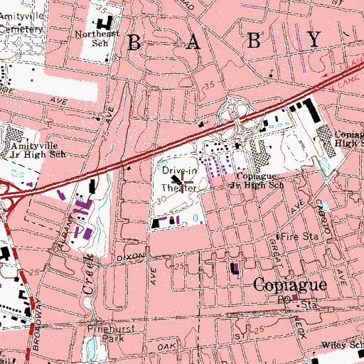 Topographic Map of Johnny All Weather Drive-In (historical), NY