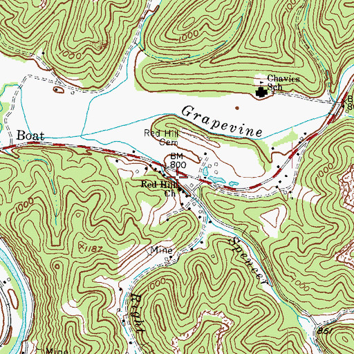 Topographic Map of Red Hill (historical), KY