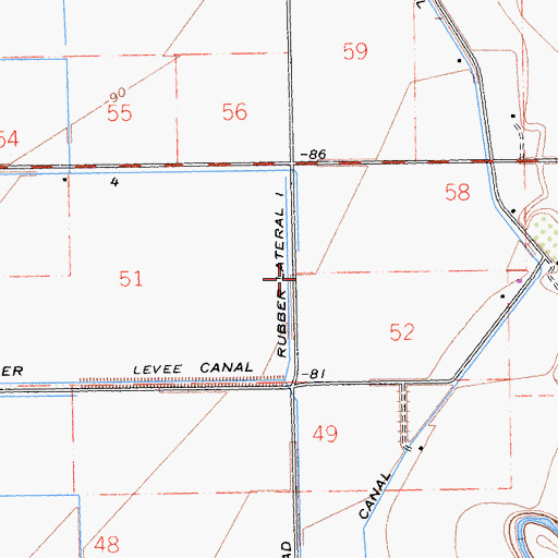 Topographic Map of Rubber Lateral One, CA