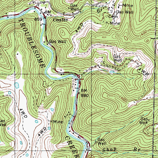 Topographic Map of Laurel Lick Branch, KY