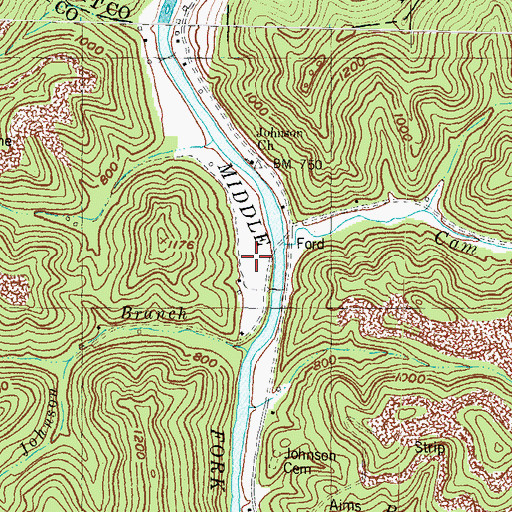 Topographic Map of Wharton Post Office (historical), KY