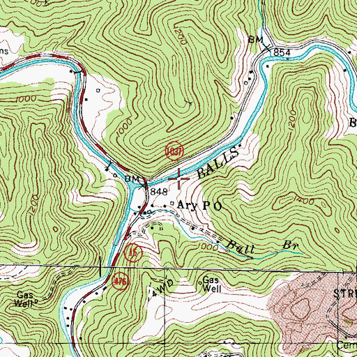 Topographic Map of Balls Fork School, KY