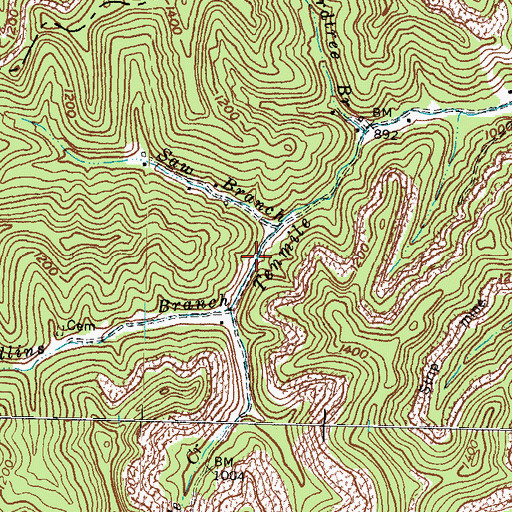 Topographic Map of Tenmile, KY