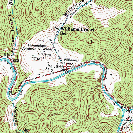 Topographic Map of Troublesome Post Office (historical), KY