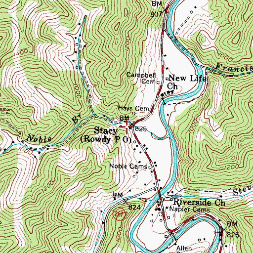Topographic Map of Stacy Post Office (historical), KY