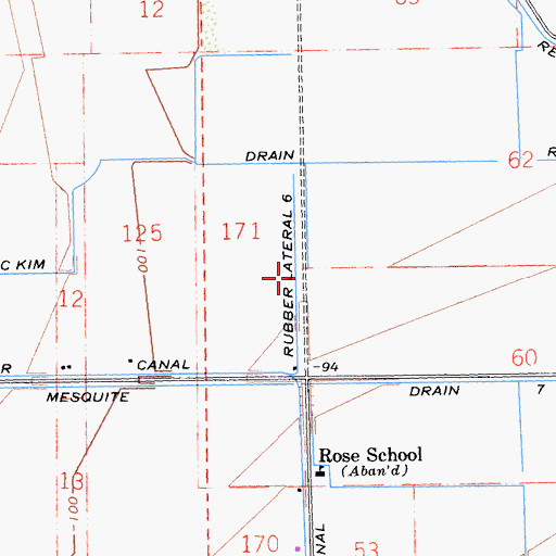 Topographic Map of Rubber Lateral Six, CA