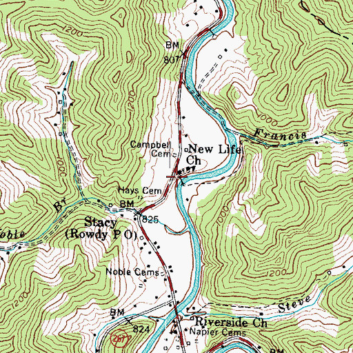Topographic Map of Stacy School (historical), KY