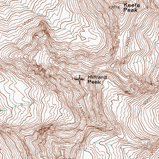 Topographic Map of Hilliard Peak, CO