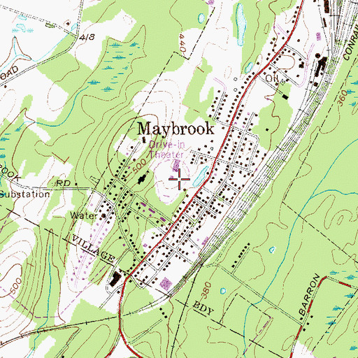 Topographic Map of Maybrook Drive-In (historical), NY