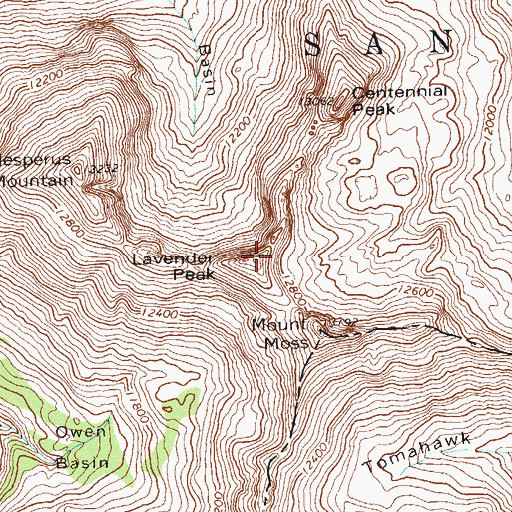 Topographic Map of Lavender Peak, CO