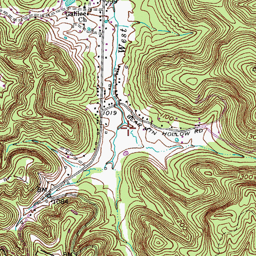 Topographic Map of Bear Mountain Hollow, KY