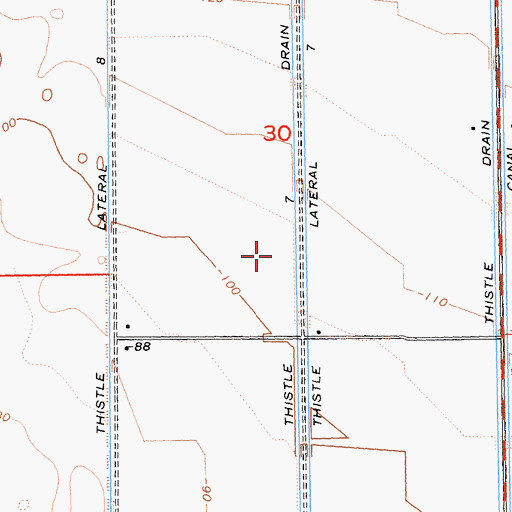 Topographic Map of Thistle Seven Drain, CA