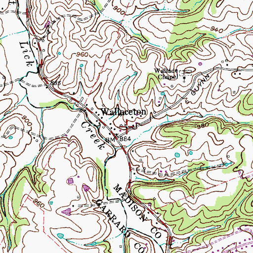 Topographic Map of Wallaceton Baptist Church, KY