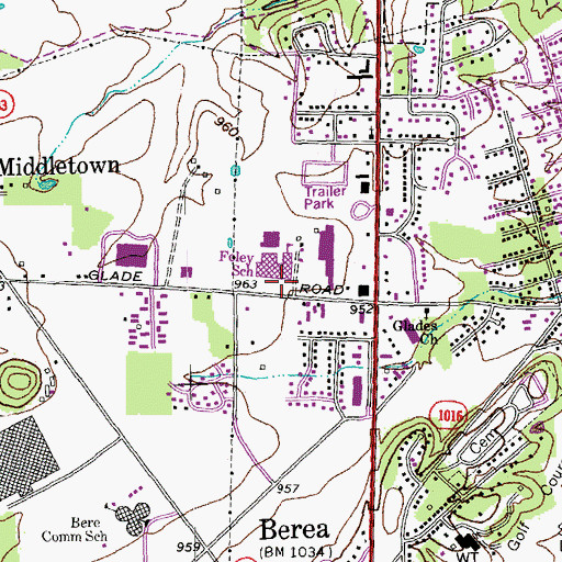 Topographic Map of Foley Middle School, KY