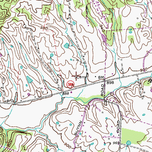 Topographic Map of Ogg Cemetery, KY