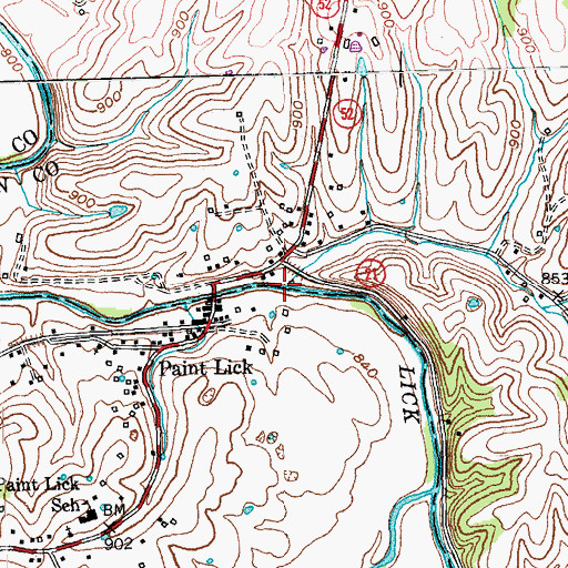 Topographic Map of Adams Branch, KY