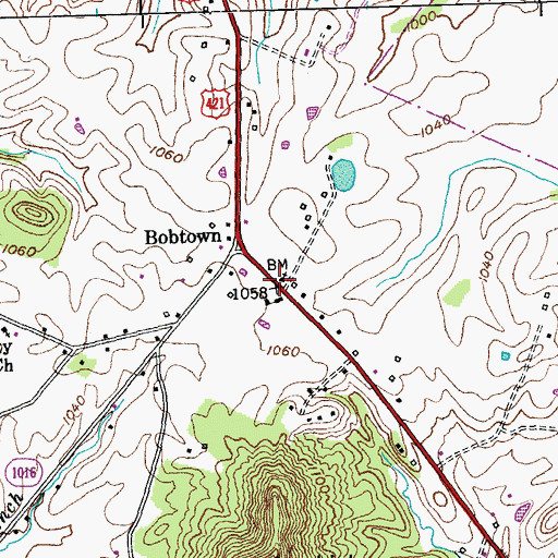 Topographic Map of Bobtown School (historical), KY
