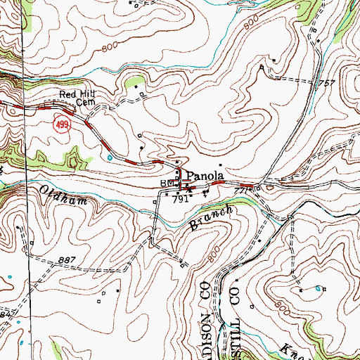 Topographic Map of Panola Railroad Station (historical), KY