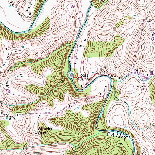 Topographic Map of Ross Cemetery, KY