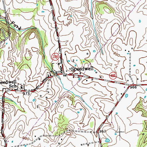 Topographic Map of Speedwell Post Office (historical), KY