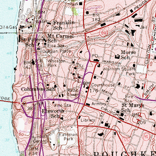 Topographic Map of Vassar Home For Aged Men (historical), NY