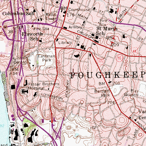 Topographic Map of Academy Street Historic District, NY