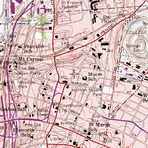 Topographic Map of Balding Avenue Historic District, NY