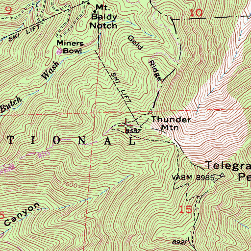 Topographic Map of Thunder Mountain, CA