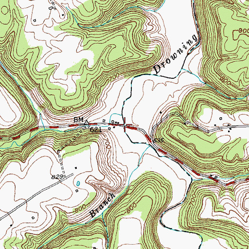 Topographic Map of Drowning Creek Bridge, KY