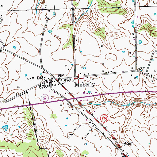 Topographic Map of Moberly Post Office (historical), KY