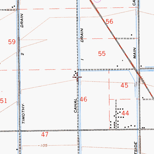 Topographic Map of Timothy One Drain, CA