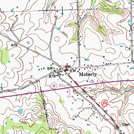 Topographic Map of Moberly Railroad Station (historical), KY