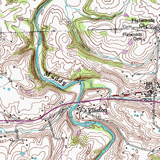 Topographic Map of Ogg and Covington Mill (historical), KY