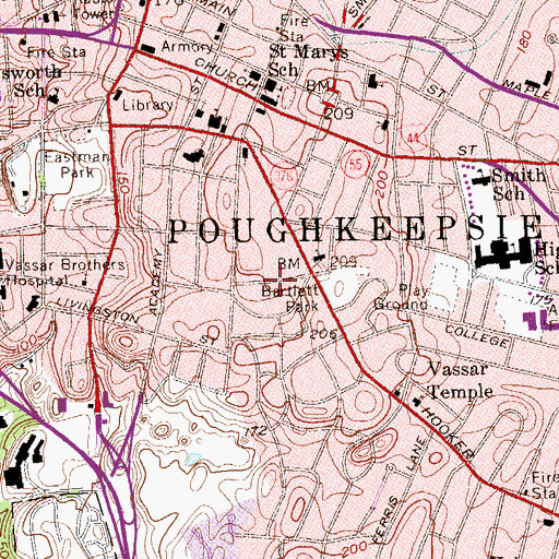Topographic Map of Dwight-Hooker Avenue Historic District, NY
