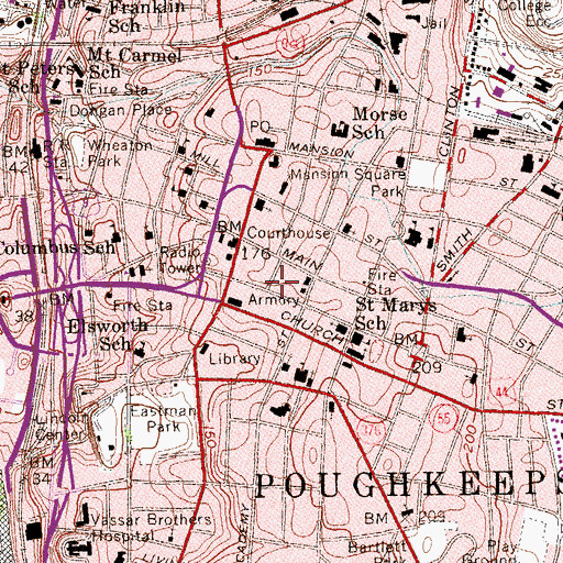 Topographic Map of Stratford Theatre (historical), NY