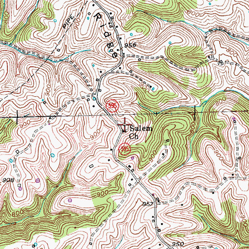 Topographic Map of Salem Church Cemetery, KY