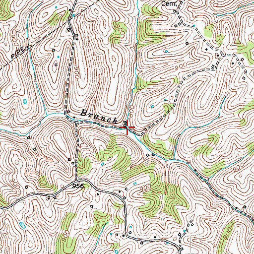 Topographic Map of Vincent Branch, KY