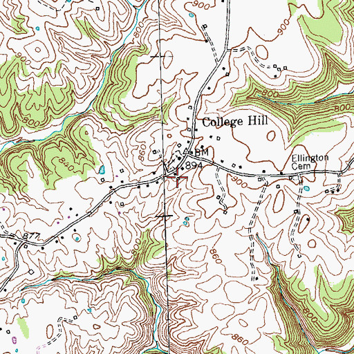 Topographic Map of College Hill Seminary (historical), KY
