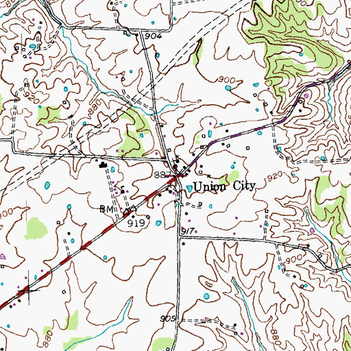 Topographic Map of Union City Post Office (historical), KY