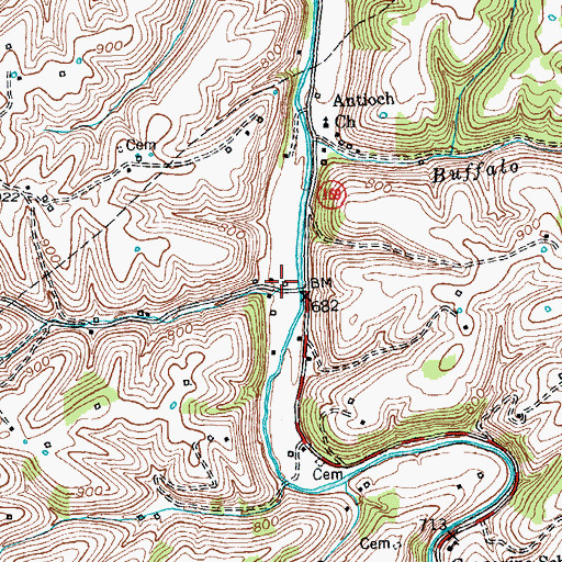 Topographic Map of Whitlock Post Office (historical), KY