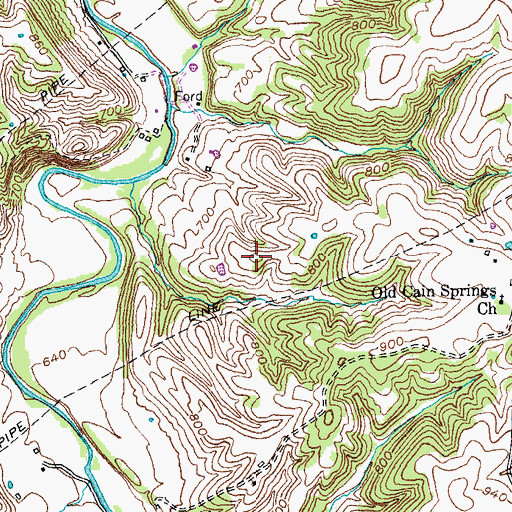 Topographic Map of Cane Spring Hill, KY