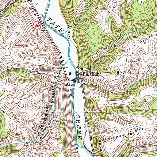 Topographic Map of Hills Spring Branch, KY