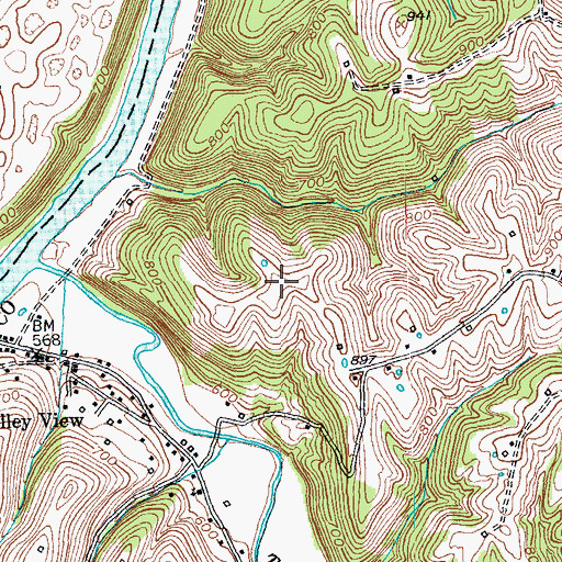 Topographic Map of Grizzard Hill, KY