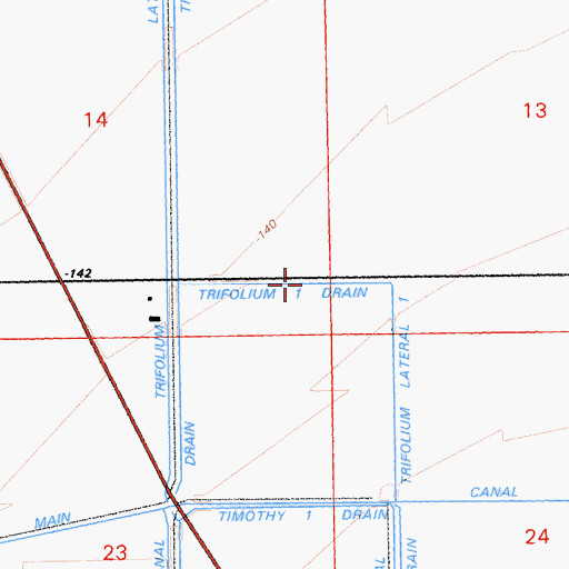 Topographic Map of Trifolium One Drain, CA