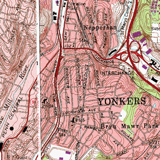 Topographic Map of Nepperhan Heights, NY